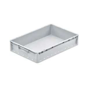 Lightline storage crate, 600x400x120 mm, closed sides, closed tab