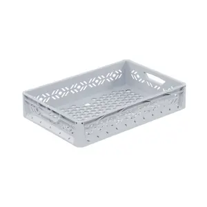 Lightline storage box, 600x400x120 mm, perforated sides, open tab