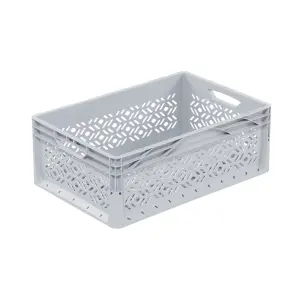 Lightline storage box, 600x400x220 mm, perforated sides, open tab