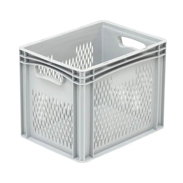 Basicline tárolóláda, 400x300x320 mm, perforált alj és oldalak
