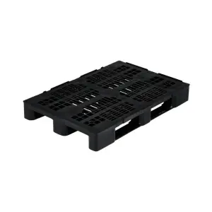 Medium pallet, 1200x800x148 mm, 3 sliding feet, perforated deck, with rim