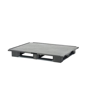 Heavy pallet, 1340x1100x160 mm, 5 sliding feet, closed surface, without rim