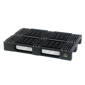 Medium ESD pallet, 1200x800x150 mm, 3 runners, with rim