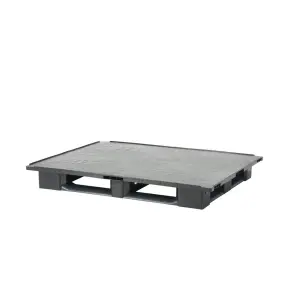 Heavy ESD pallet, 1340x1100x160 mm, 5 sliding feet, closed surface, with flange