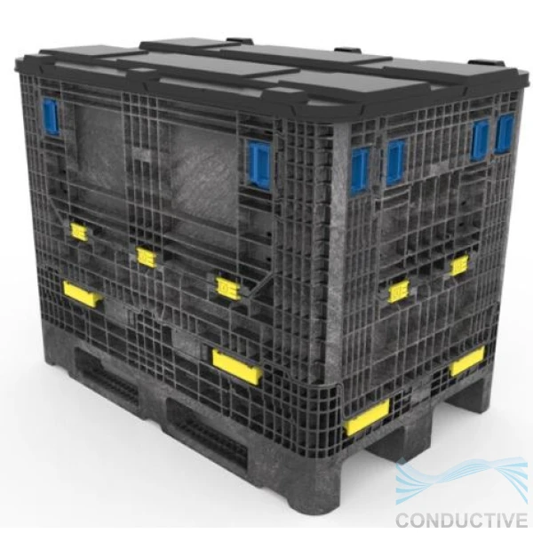 Gitterpak® 1200x800x960/354 mm összecsukható, merevfalú konténer 3 csúszótalppal - Image 2