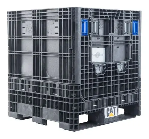 Foldable rigid-walled container with 3 skids, 813x762x864/335 mm