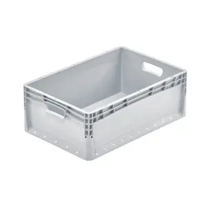 Lightline storage crate, 600x400x220 mm, closed sides, closed ears
