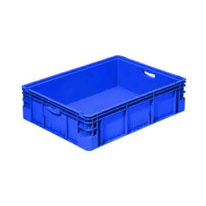 Silverline storage box, 800x600x220 mm, closed sides, open tab, blue