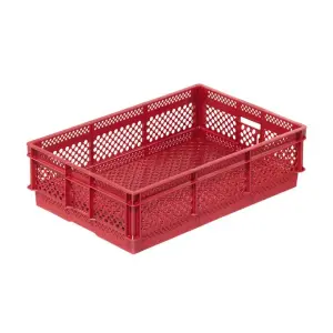 Chick storage box 600x400x165 mm, perforated bottom and sides, red