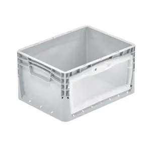 Lightline transparent storage box, 400x300x220 mm, 1 door opening on long side, closed tab