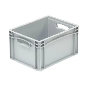 Basicline storage box, 400x300x220 mm, closed sides, open tab