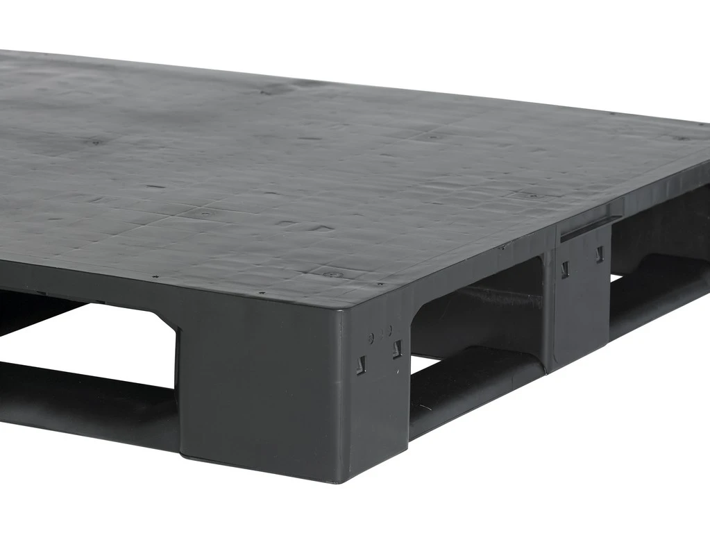 Heavy pallet, 1200x1000x160 mm, 6 sliding feet, closed surface, with flange - Image 3