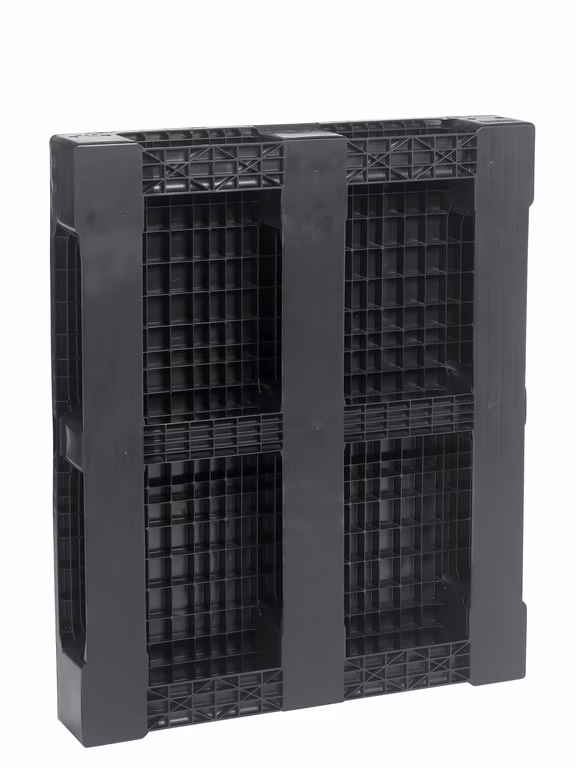 Heavy ESD pallet, 1200x1000x160 mm, 6 sliding feet, closed surface, with flange - Image 2