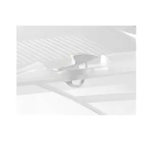 Security lock for hinged crate roof, white
