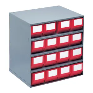 Polcos szekrény Lagerbox kisalkatrésztároló ládához, 376x300x400 mm, szürke