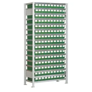 Polcos rack állvány Lagerbox kisalkatrésztároló ládához, 1000x300x2000 mm, szürke