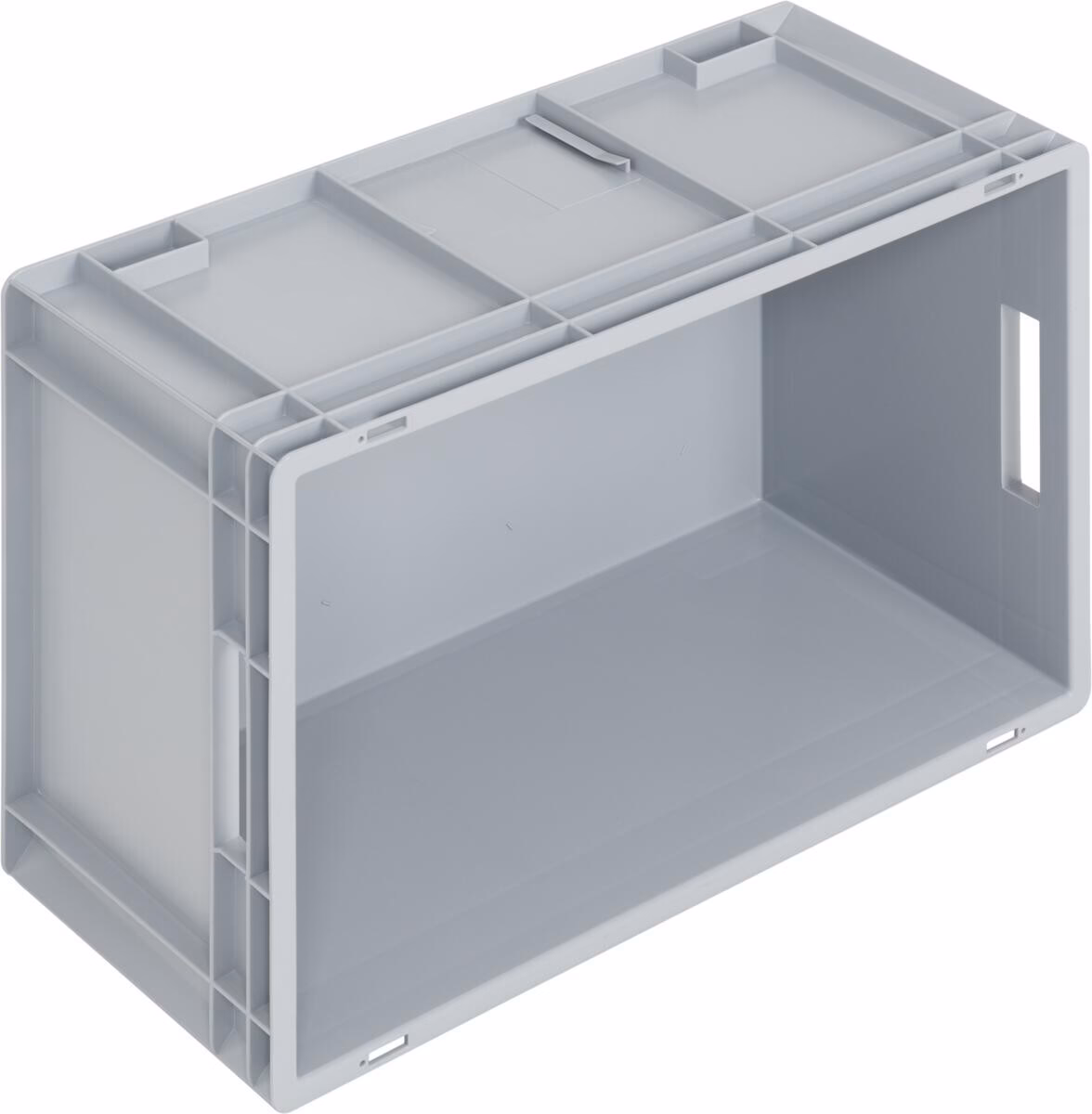 Newbox storage box, 600x400x280 mm, open handgrips, grey - Image 3