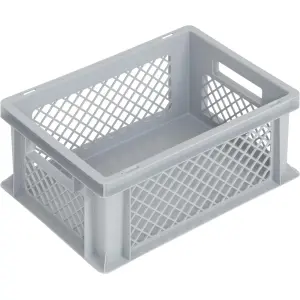 Newbox storage box, 400x300x120 mm, open top, perforated sides, grey