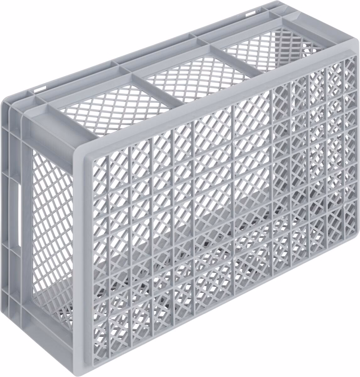 Newbox storage box, 600x400x220 mm, open top, perforated bottom and sides, grey - Image 2