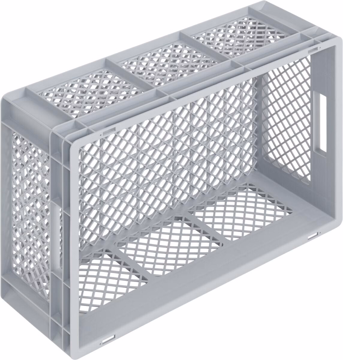 Newbox storage box, 600x400x220 mm, open top, perforated bottom and sides, grey - Image 3