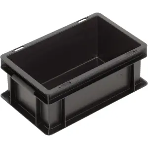 Newbox ESD storage box, 300x200x120 mm, closed tab, black