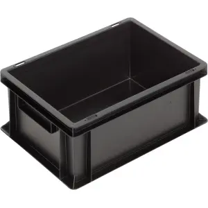 Newbox ESD tárolóláda, 400x300x170 mm, zárt fül, fekete
