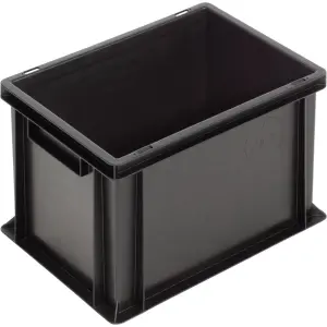 Newbox ESD tárolóláda, 400x300x270 mm, zárt fül, fekete