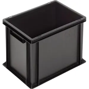 Newbox ESD tárolóláda, 400x300x320 mm, zárt fül, fekete