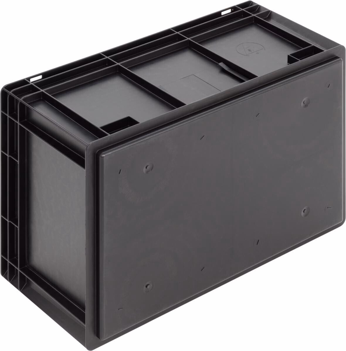 Newbox ESD storage box, 600x400x280 mm, closed tab, black - Image 2