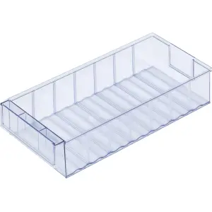 Storage box for small parts, 400x183x81 mm, transparent
