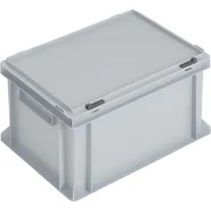 Newbox tárolóláda zsanéros tetővel, 400x300x233 mm, fogantyú nélkül, szürke