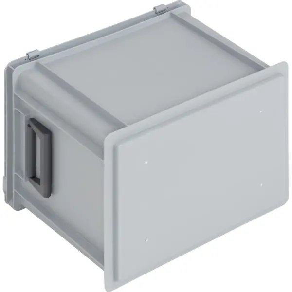 Newbox storage box with hinged lid, 400x300x333 mm, 2 short side handles, grey - Image 2