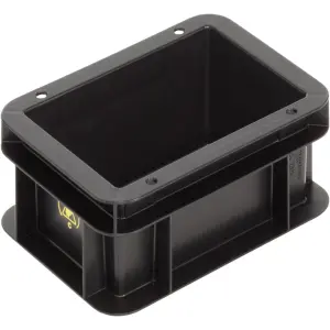 Logiline ESD storage box, 200x150x100 mm, closed tab, black