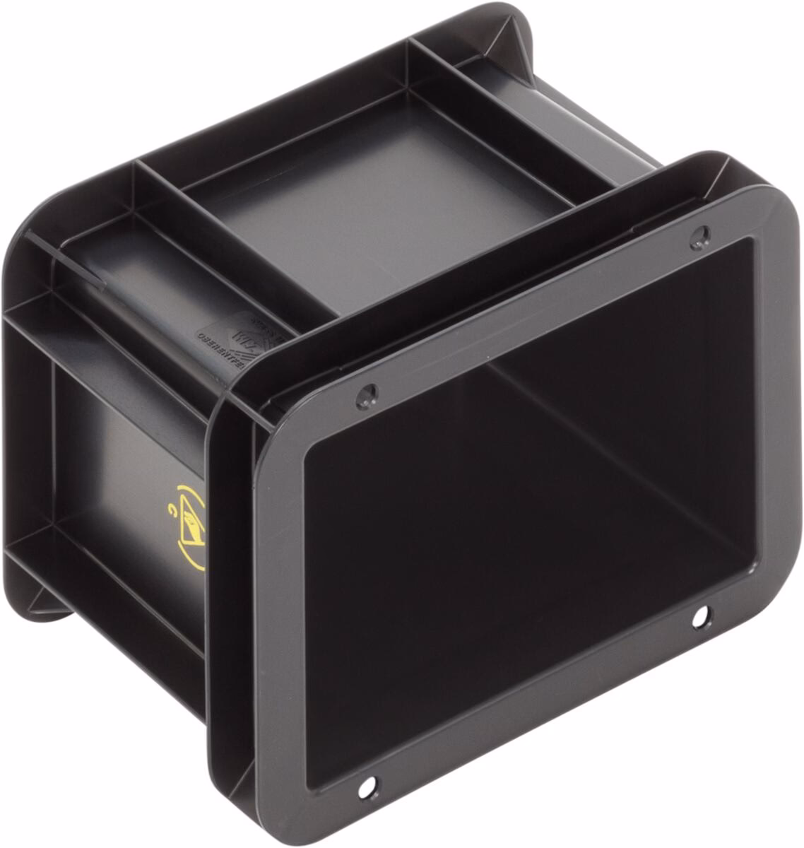 Logiline ESD storage box, 200x150x145 mm, closed tab, black - Image 3