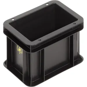 Logiline ESD tárolóláda, 200x150x145 mm, zárt fül, fekete