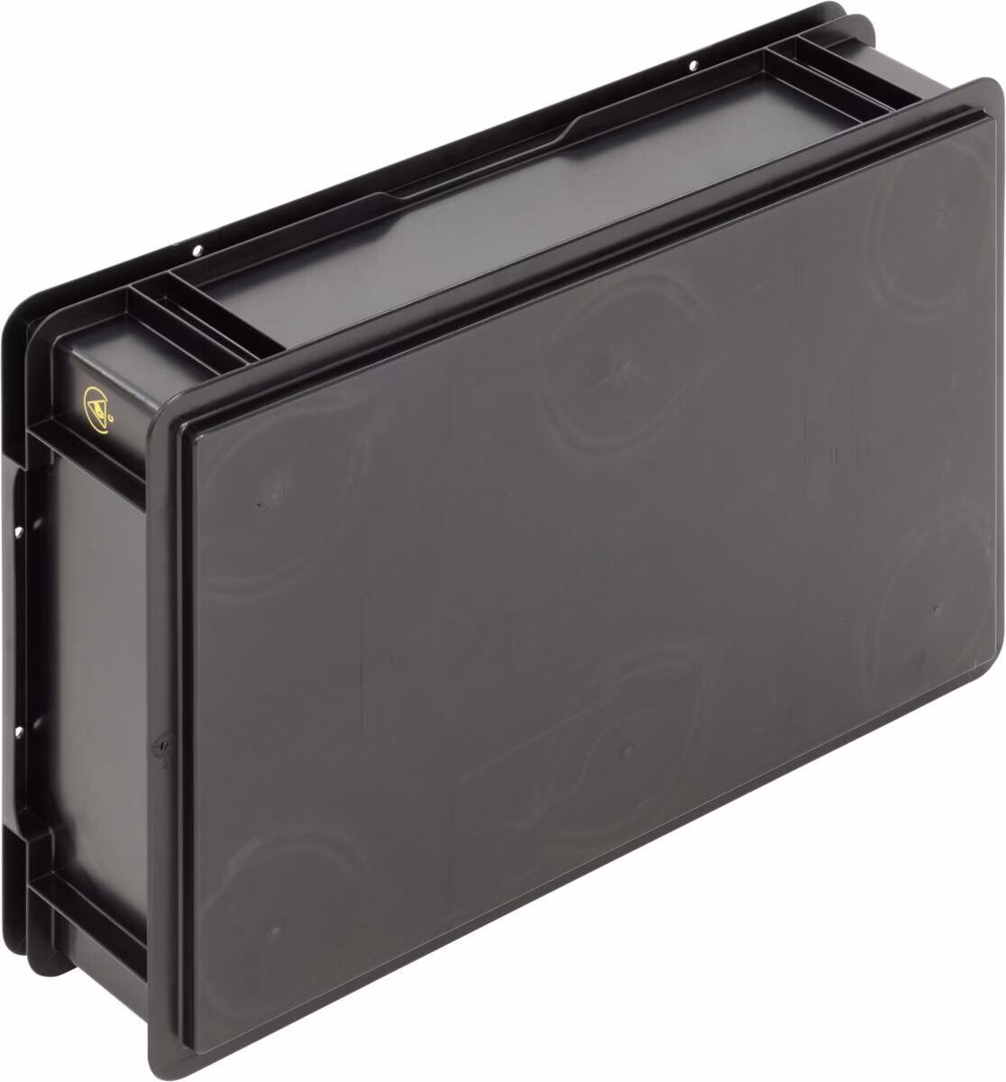 Blackline ESD storage box, 600x400x145 mm, closed tab, lightweight bottom, black - Image 2