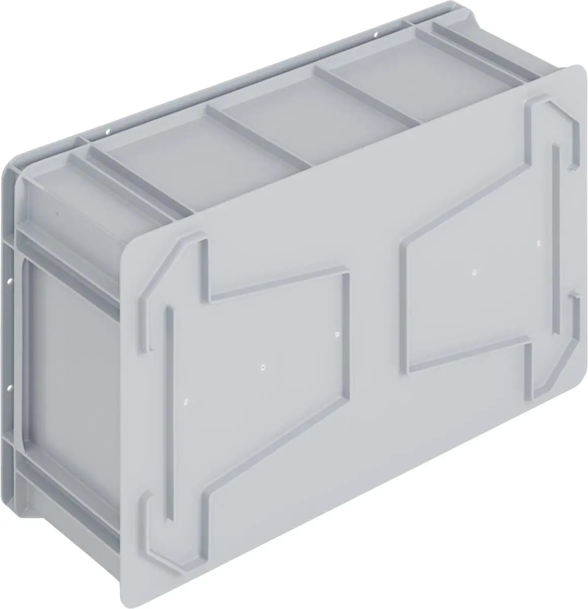 Logiline storage box, 600x400x212 mm, closed tab, reinforced bottom, grey - Image 2