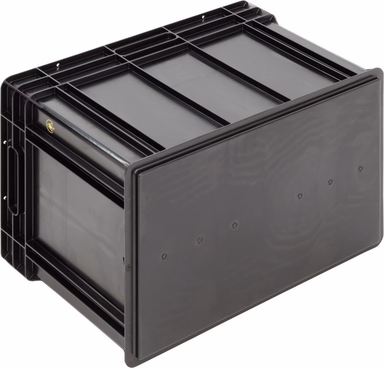 Blackline ESD storage box, 600x400x412 mm, closed tab, black - Image 2