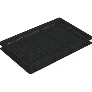 Newbox ESD storage box, 600x400x75 mm, closed tab, perforated bottom and sides, grey