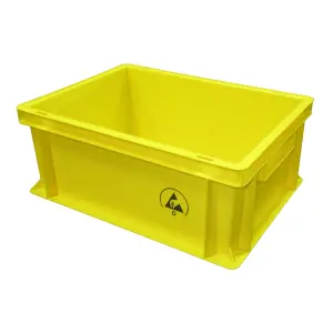 Newbox IDP dissipative tárolóláda, 600x400x120 mm, zárt fül, sárga