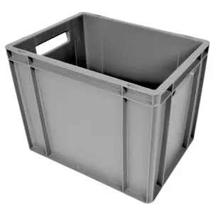 Euro-standard tárolóláda, 400x300x325 mm, nyitott fül, szürke