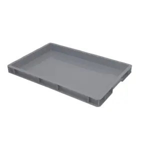 Euro-standard tárolóláda, 600x400x50 mm, zárt fül, szürke