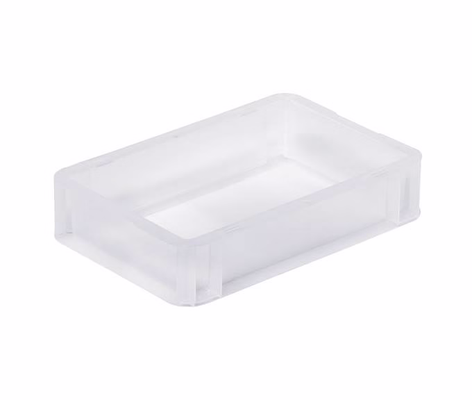 Basicline storage box, 300x200x70 mm, closed sides, transparent