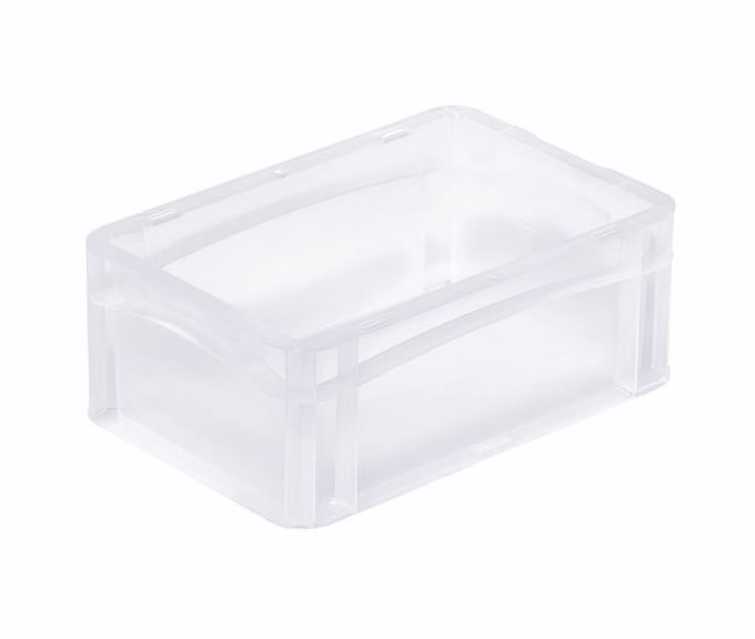 Basicline storage box, 300x200x120 mm, closed sides, transparent