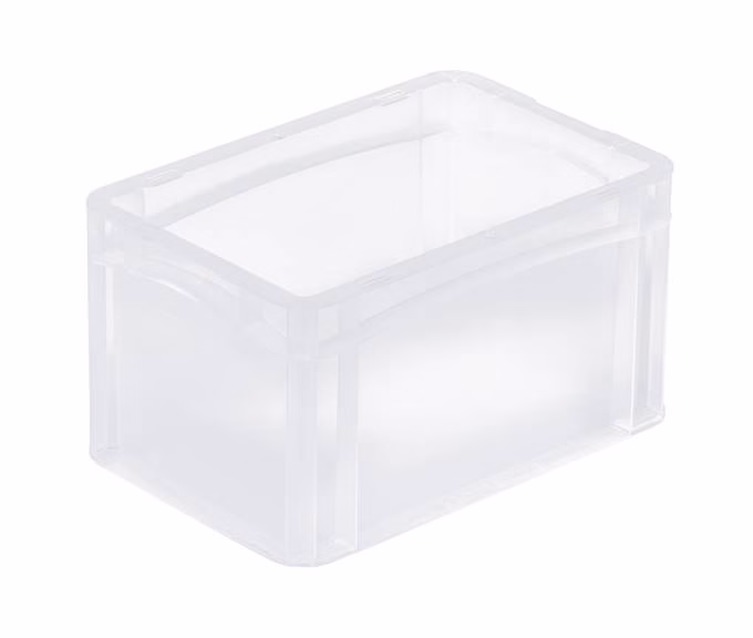 Basicline tárolóláda, 300x200x170 mm, zárt oldalak, zárt fül, átlátszó