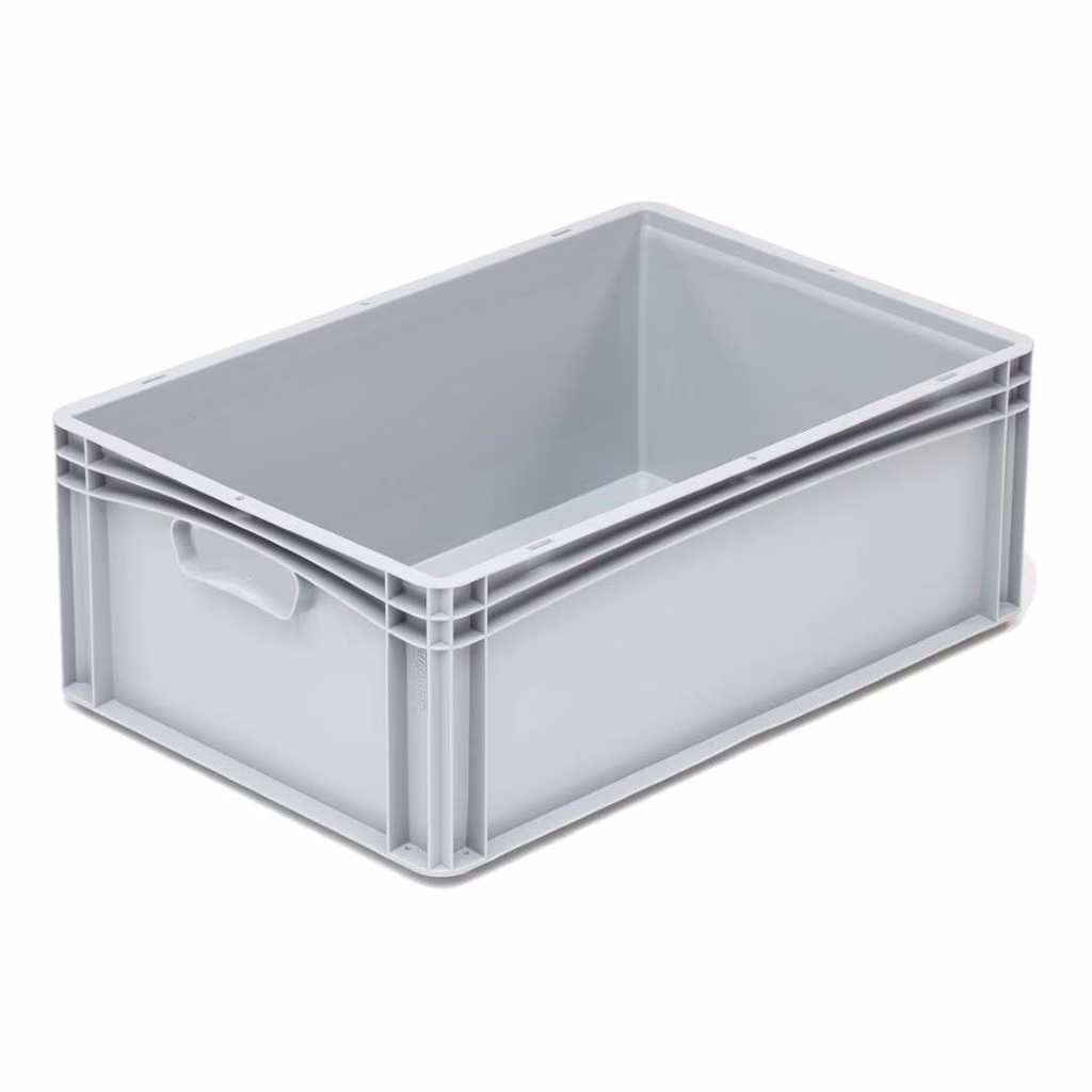 Basicline storage crate, 600x400x220 mm, closed sides, closed ears