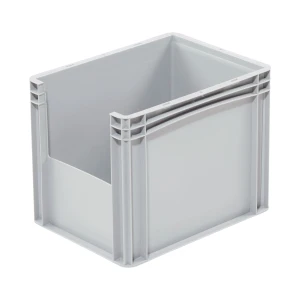 Basicline storage box, 400x300x320 mm, closed sides, with 1 opening on short side