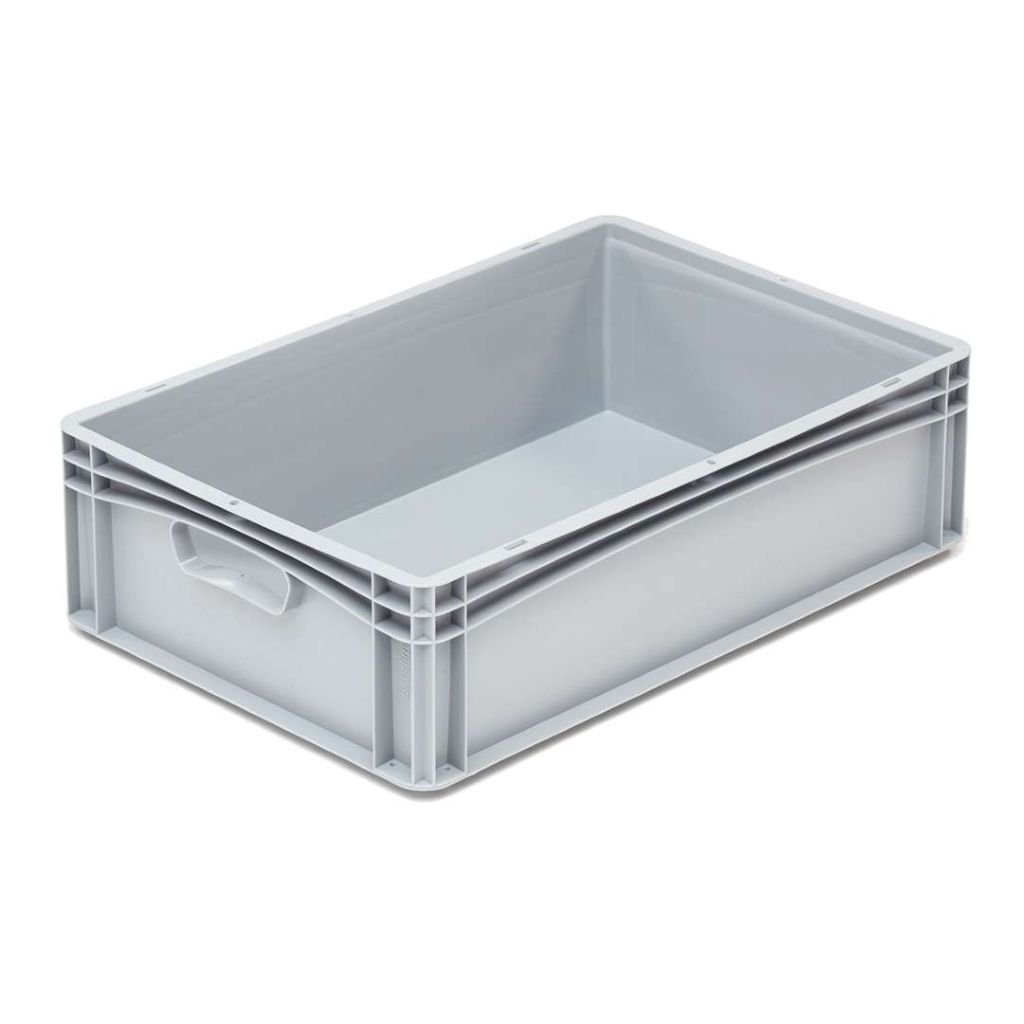 Basicline storage box, 600x400x170 mm, closed sides, closed ears
