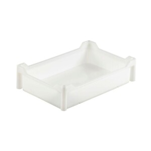 Speciális kialakítású tárolóláda, 600x400x150 mm, zárt alj és oldalak, fehér