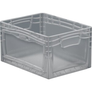 Lightline transparent storage box, 400x300x220 mm, 1 door opening on long side, closed tab